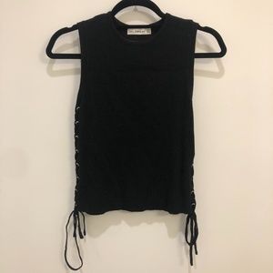 Knit Tank Top with Lace-up Sides